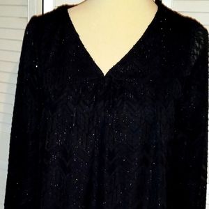 Black Sparkly Babydoll Top